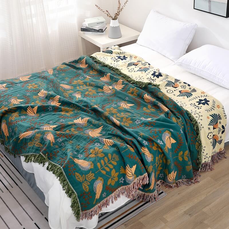 BohoNest Reversible Cotton Blanket – Soft, Decorative Comfort for Any Space