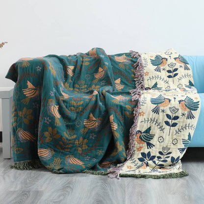BohoNest Reversible Cotton Blanket – Soft, Decorative Comfort for Any Space
