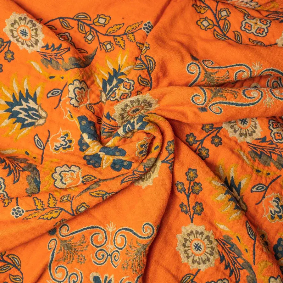 BohoBloom Reversible Cotton Throw Blanket – Chic Vintage Style for Any Space