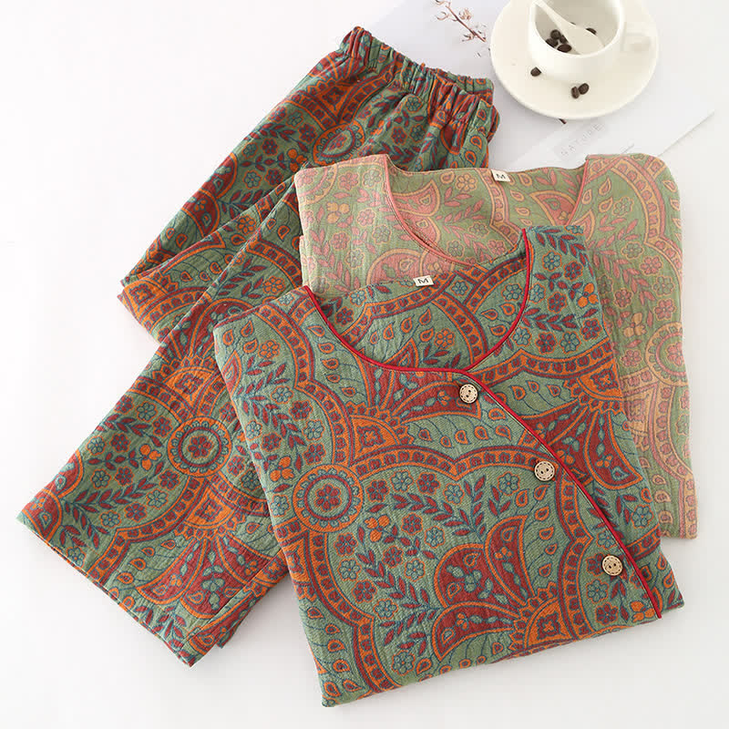 VintageEase Cotton Loungewear Set – Soft, Elegant Comfort for Relaxation