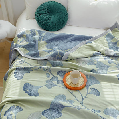 LeafLuxe Reversible Cotton Gauze Quilt – Soft, Eco-Friendly Comfort