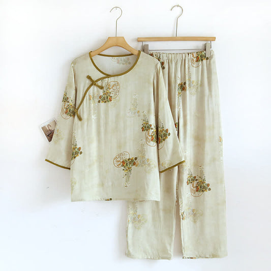 FloraLuxe Bamboo Fiber Pajama Set – Soft, Elegant Year-Round Comfort