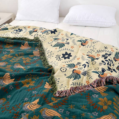 BohoNest Reversible Cotton Blanket – Soft, Decorative Comfort for Any Space